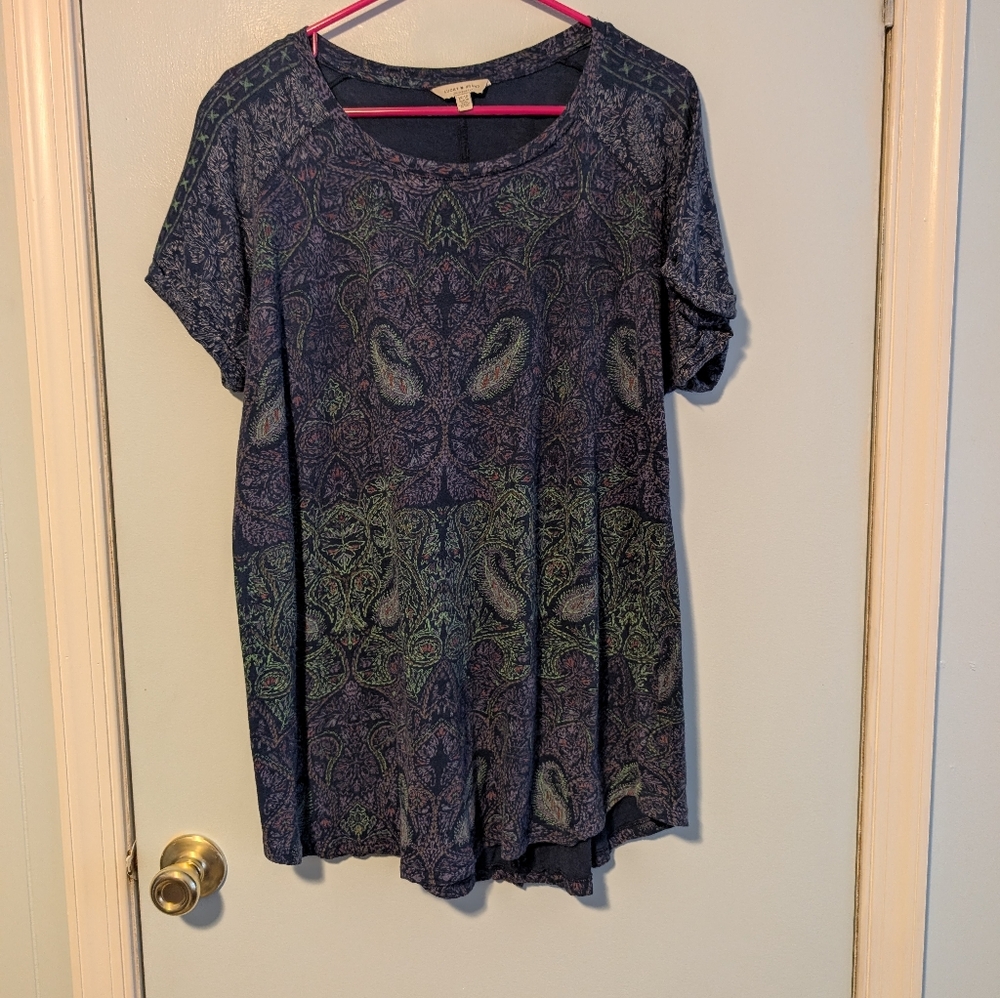 Paisley Print Women's Top - Blue and Green